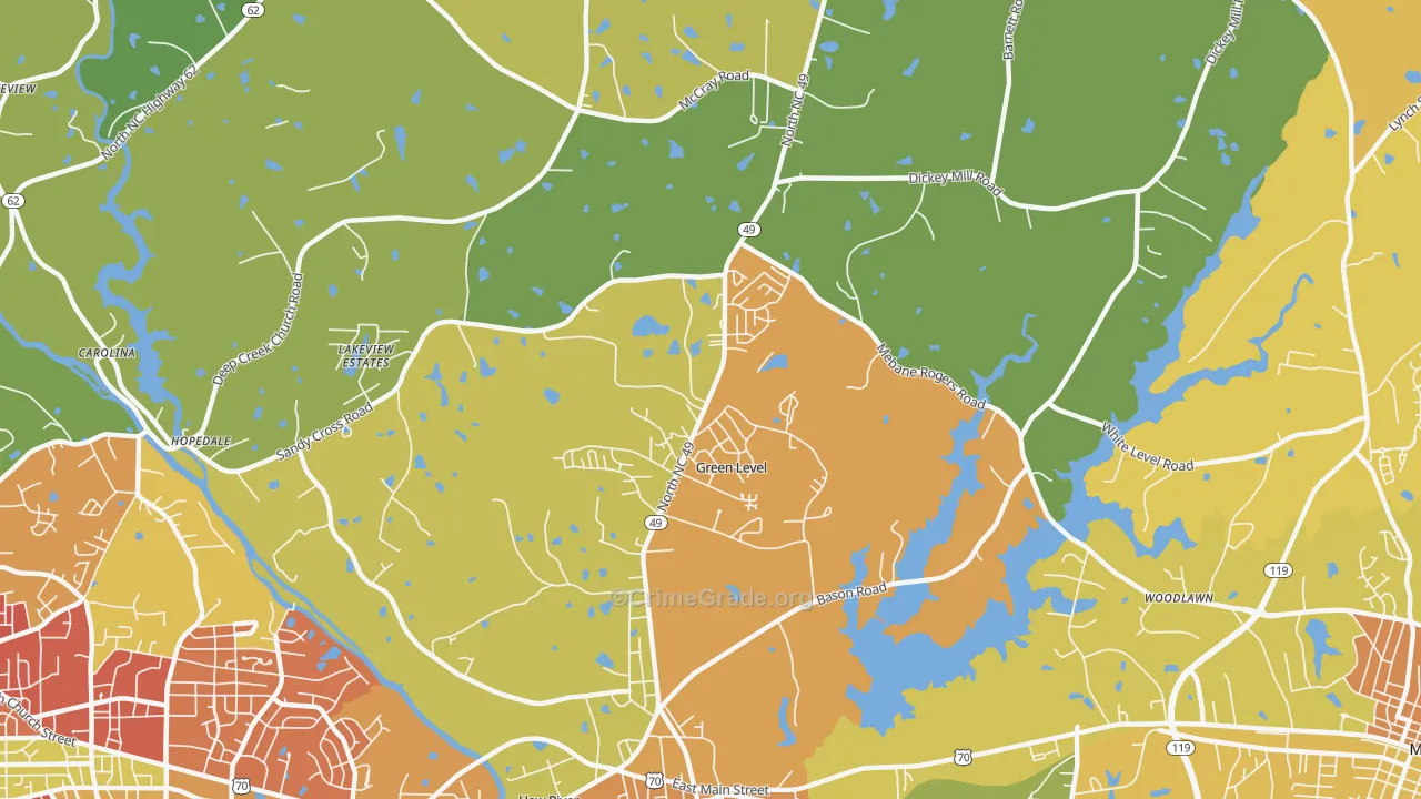 Green Level, NC Map of Assault Rates