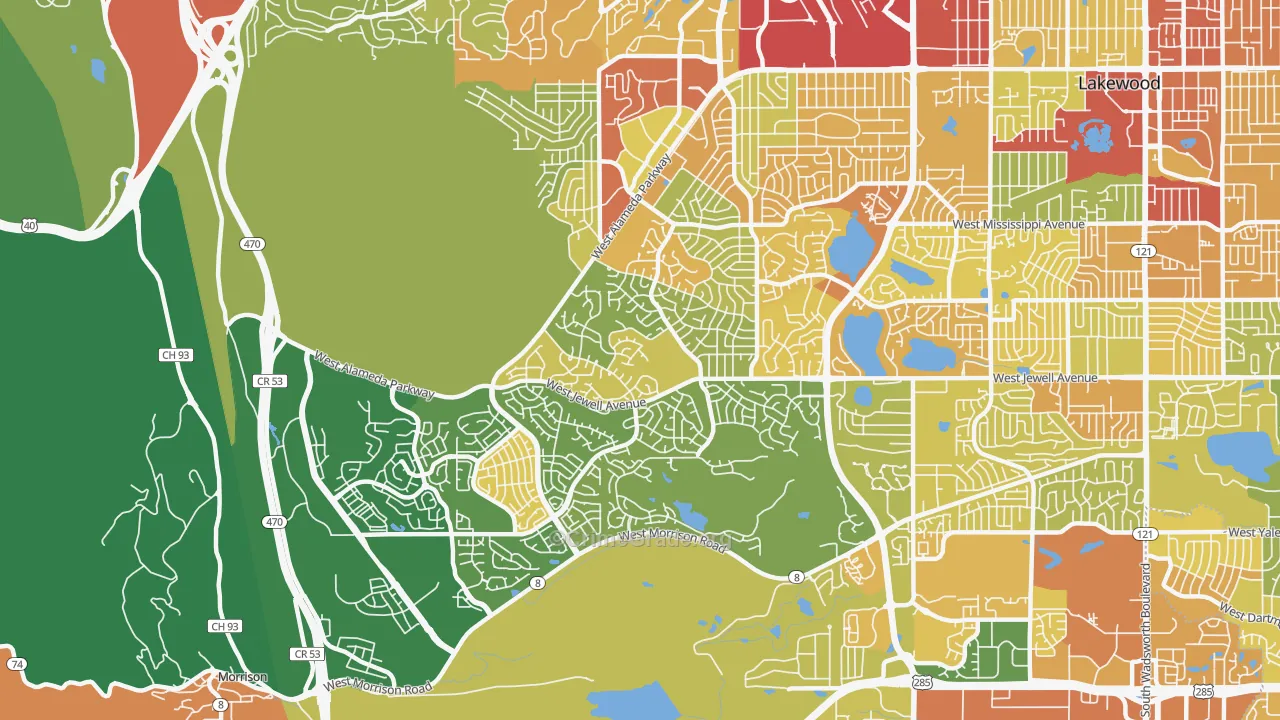 Green Mountain, Lakewood, CO Map of Assault Rates