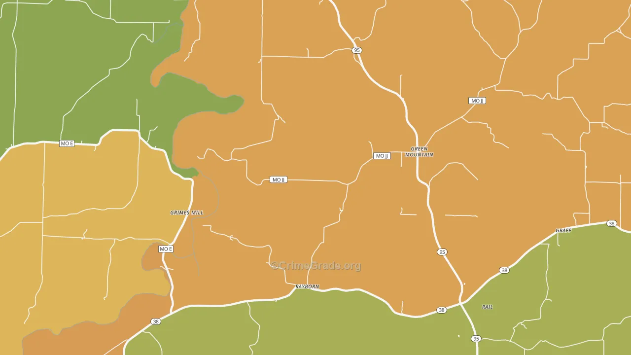 Green Mountain, MO Map of Assault Rates