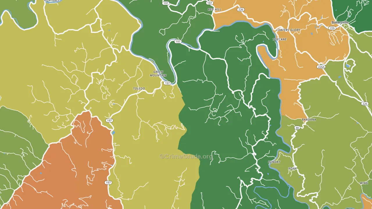 Green Mountain, NC Map of Assault Rates