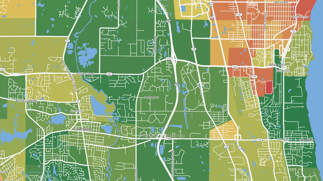 Green Oaks, IL Map of Assault Rates