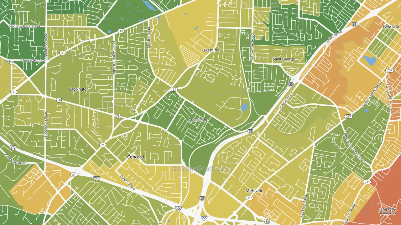 Green Park, MO Map of Assault Rates