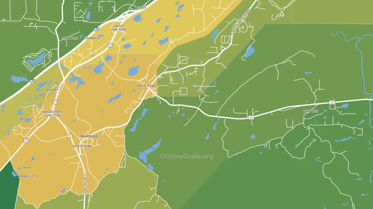 Green Pond, AL Map of Assault Rates