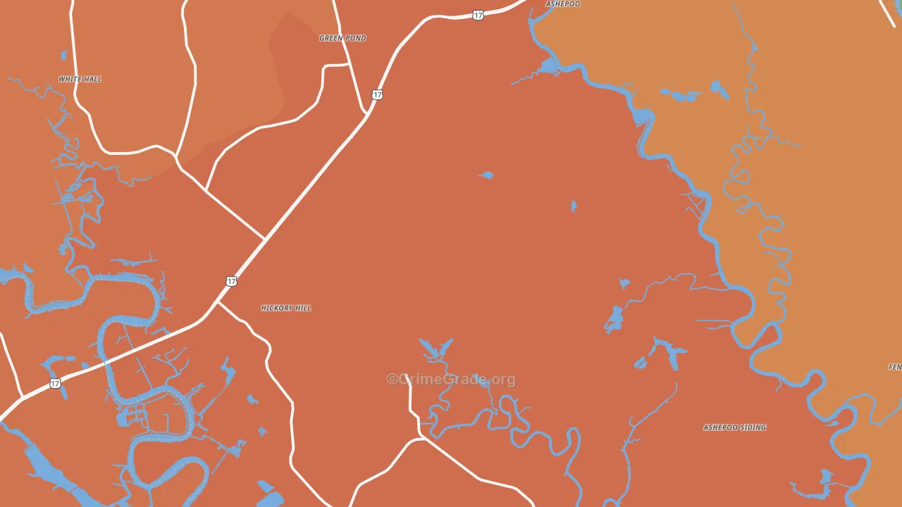 Green Pond, SC Map of Assault Rates