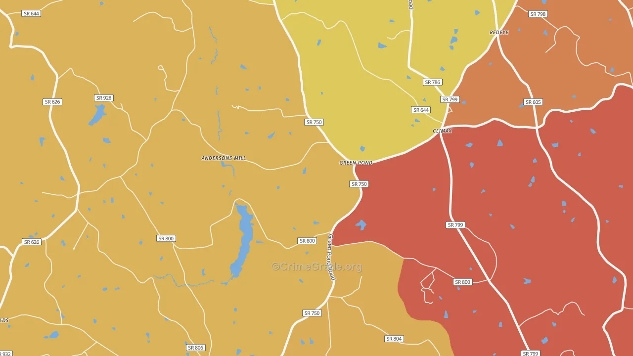 Green Pond, VA Map of Assault Rates