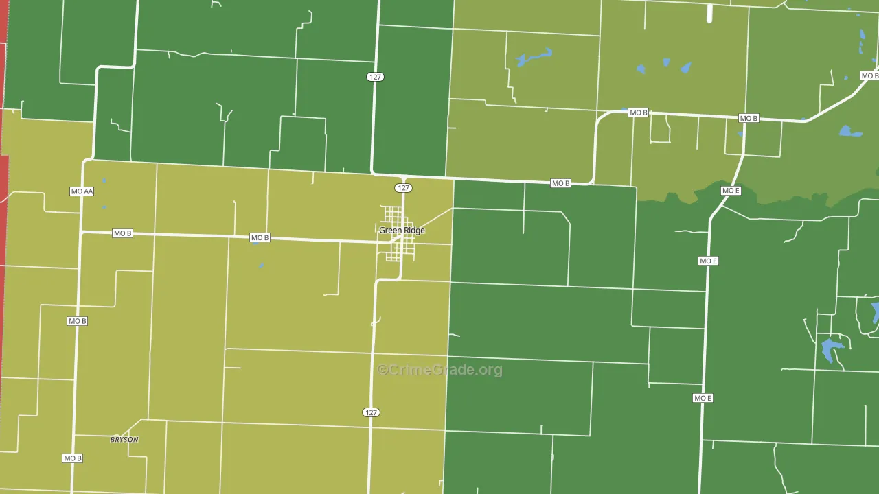 Green Ridge, MO Map of Assault Rates