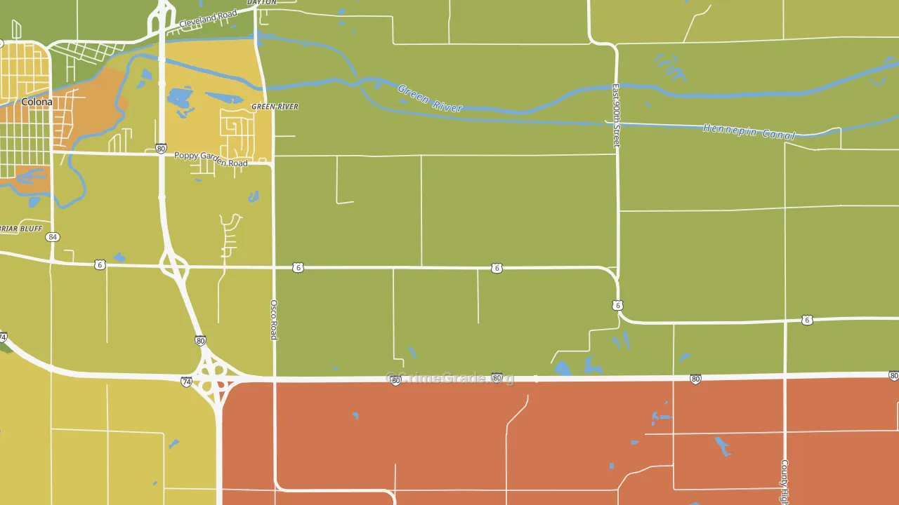 Green River, IL Map of Assault Rates