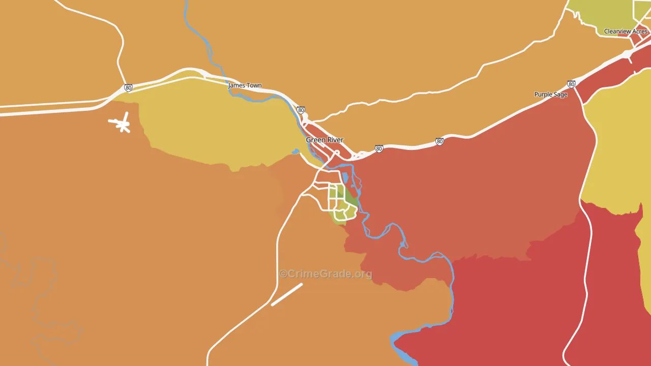 Green River, WY Map of Assault Rates