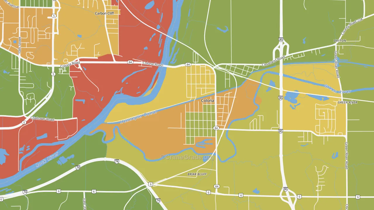 Green Rock, IL Map of Assault Rates