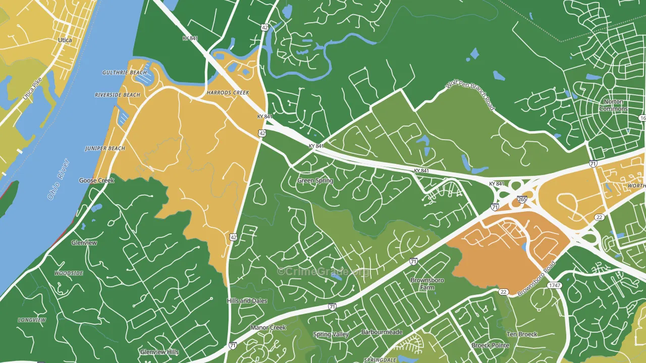 Green Spring, KY Map of Assault Rates