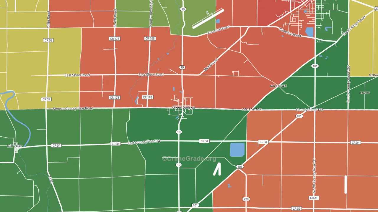 Green Springs, OH Map of Assault Rates