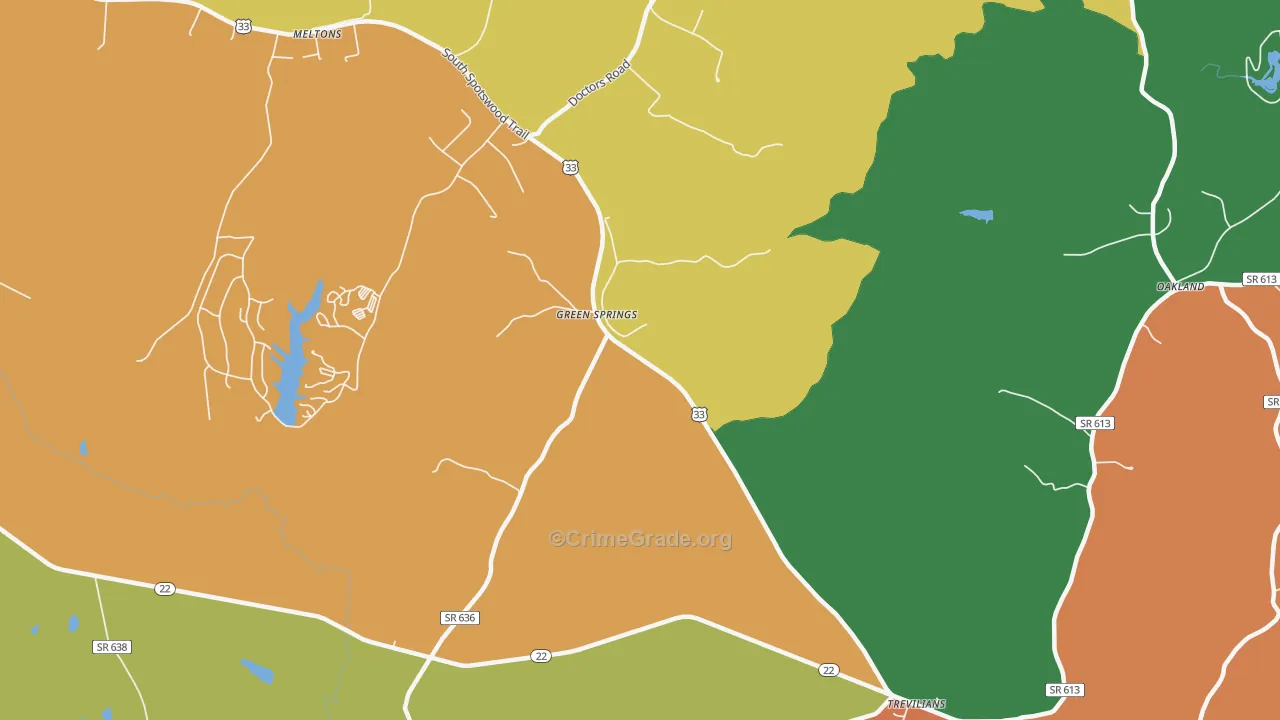 Green Springs, VA Map of Assault Rates