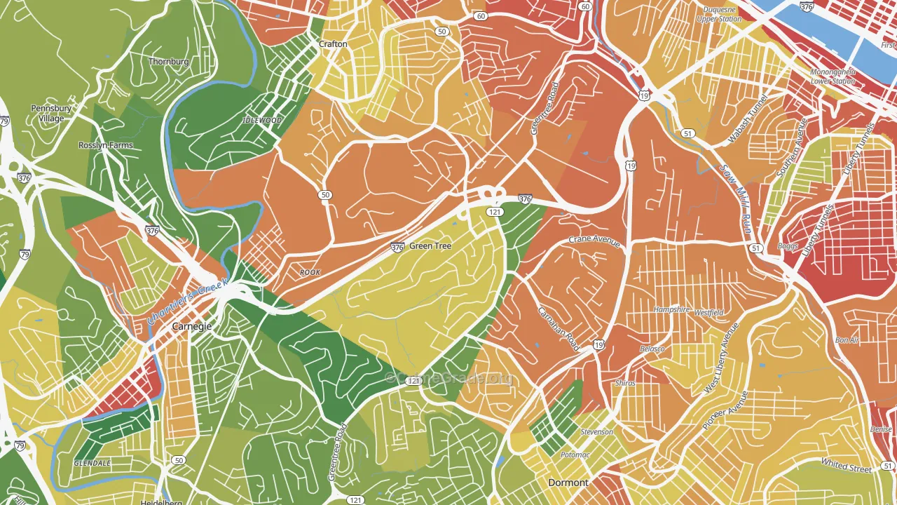 Green Tree, PA Map of Assault Rates