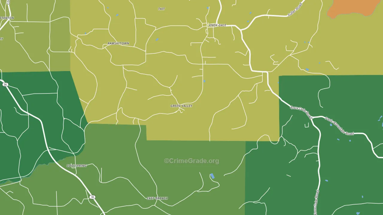 Green Valley, PA Map of Assault Rates