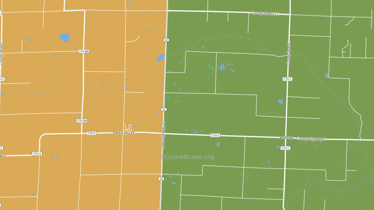 Green Valley, WI Map of Assault Rates