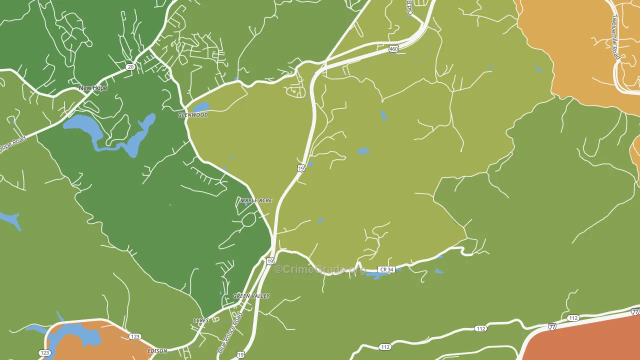 Green Valley, WV Map of Assault Rates