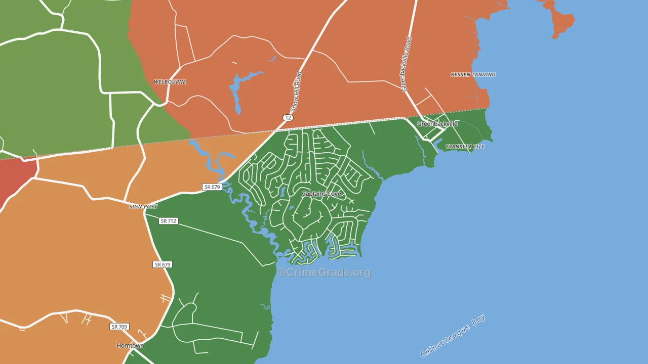 Greenbackville, VA Map of Assault Rates