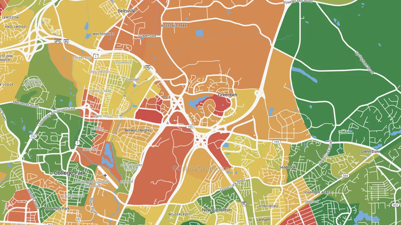 Greenbelt, MD Map of Assault Rates
