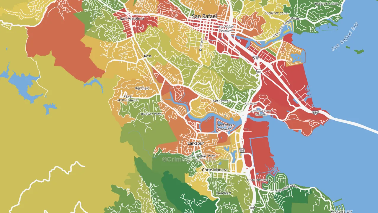 Greenbrae, CA Map of Assault Rates