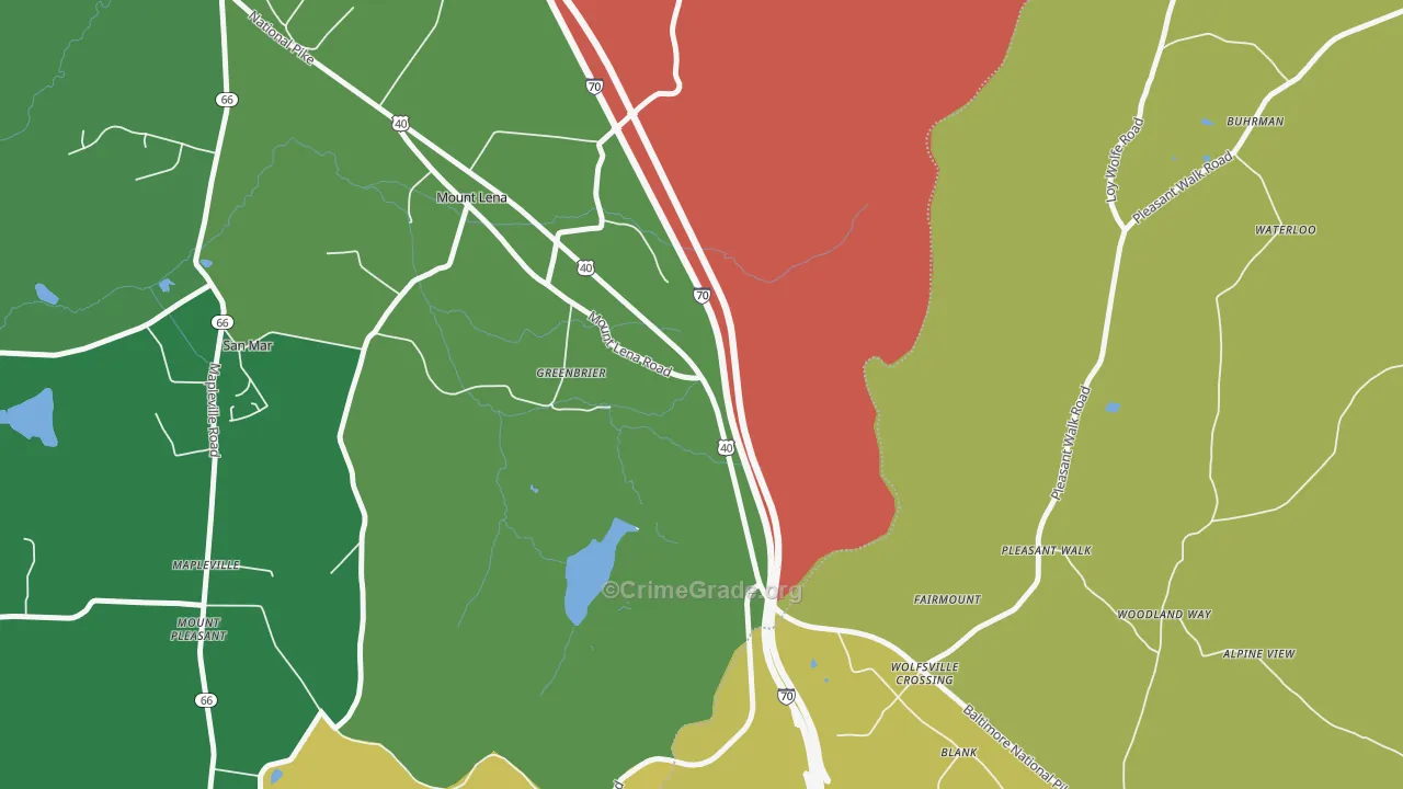 Greenbrier, MD Map of Assault Rates