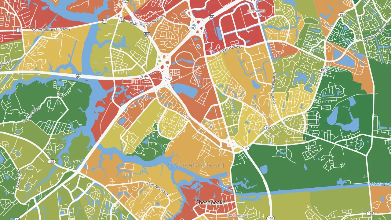 Greenbrier West, Chesapeake, VA Map of Assault Rates