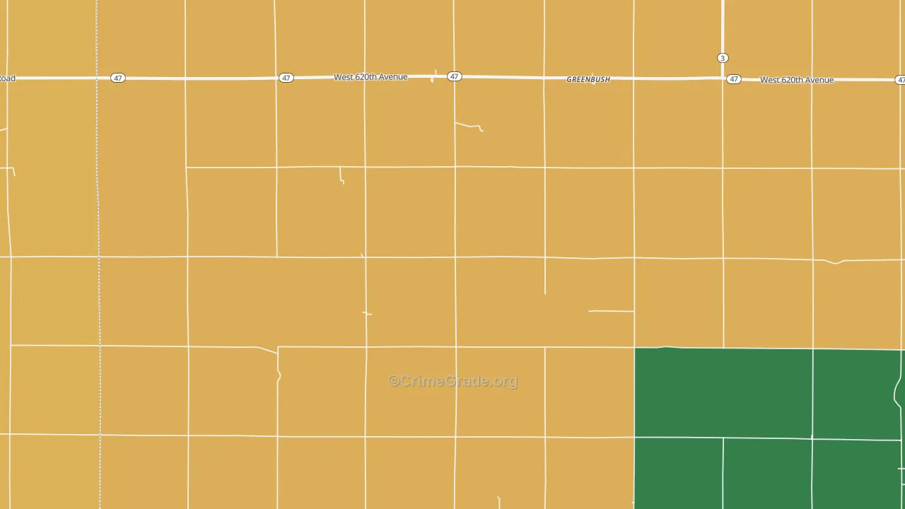 Greenbush, KS Map of Assault Rates
