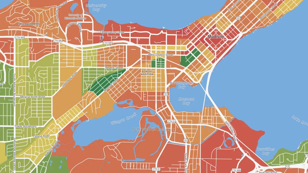 Greenbush, Madison, WI Map of Assault Rates