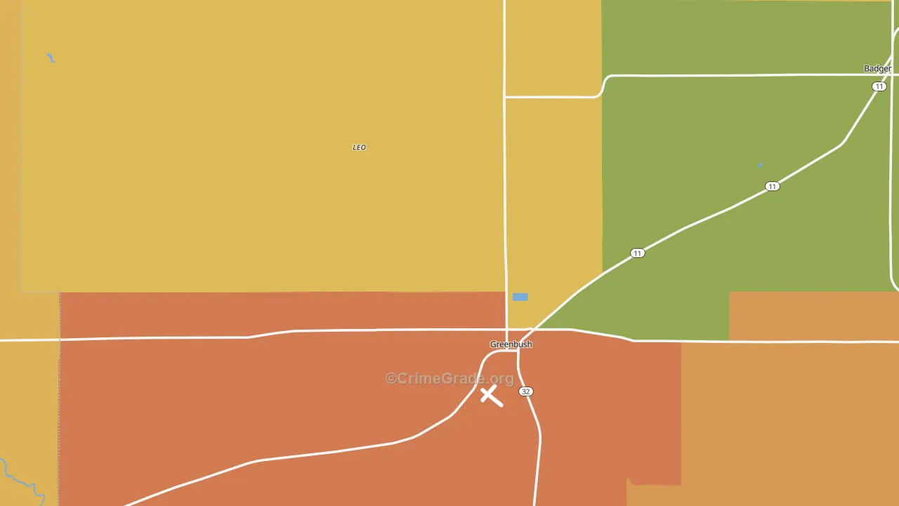Greenbush, MN Map of Assault Rates