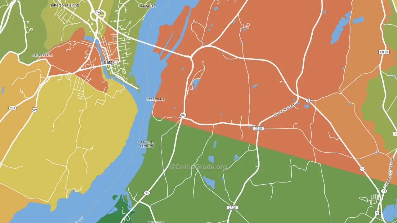 Greendale, NY Map of Assault Rates