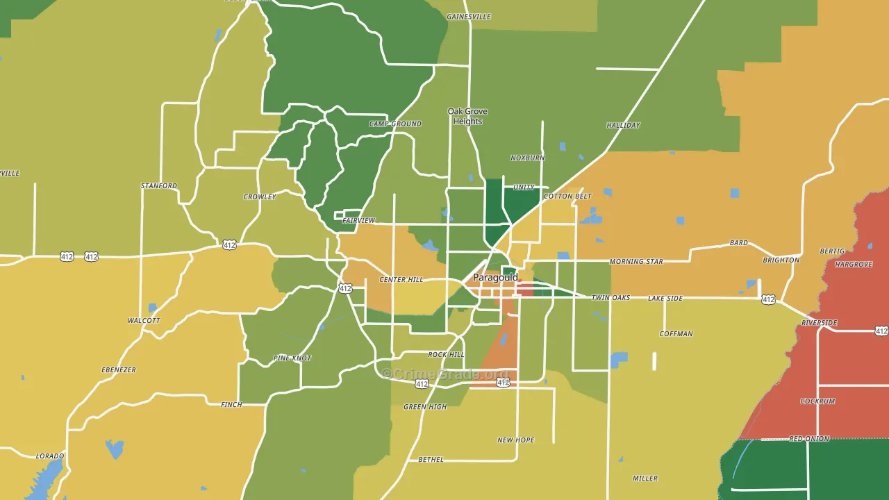 Greene County, AR Map of Assault Rates
