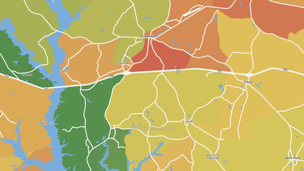 Greene County, GA Map of Assault Rates
