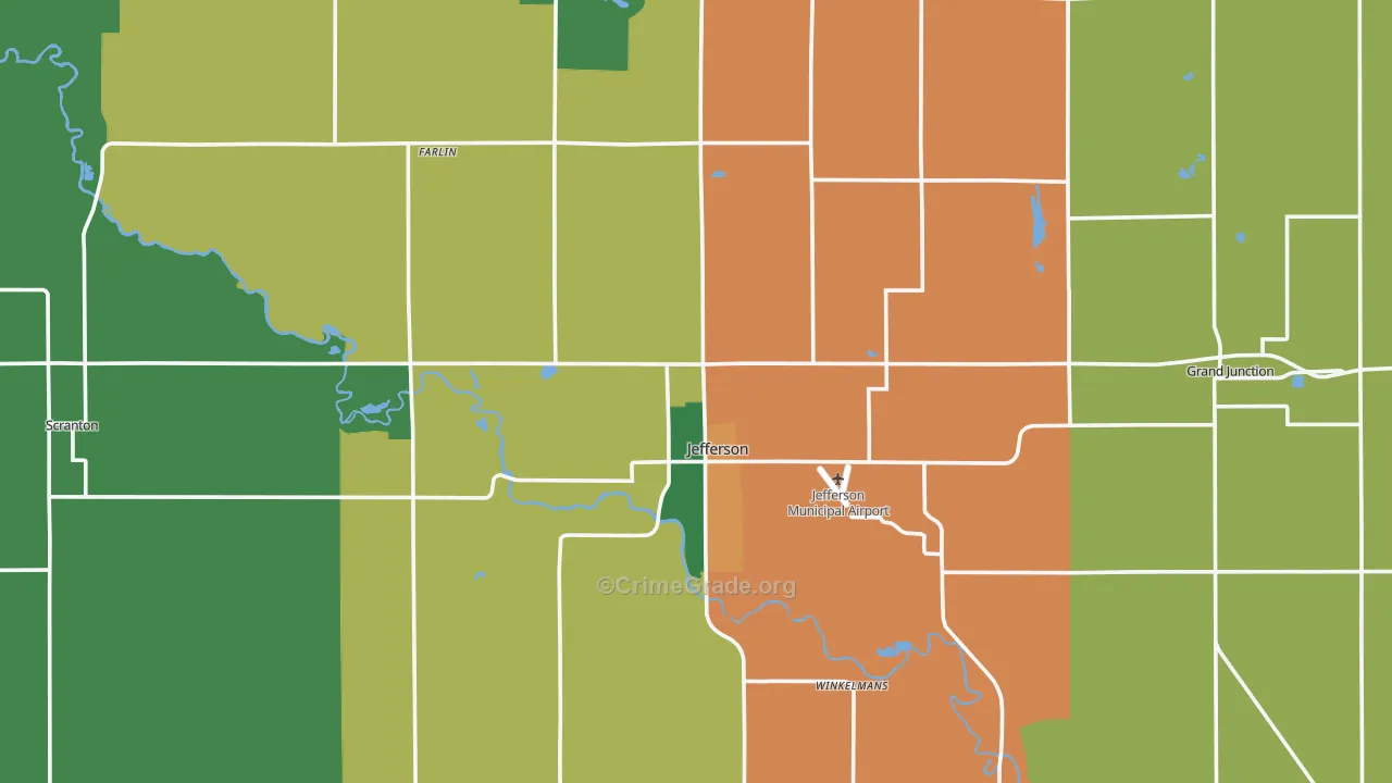 Greene County, IA Map of Assault Rates