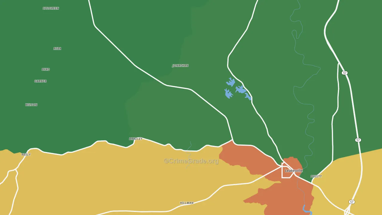 Greene County, MS Map of Assault Rates