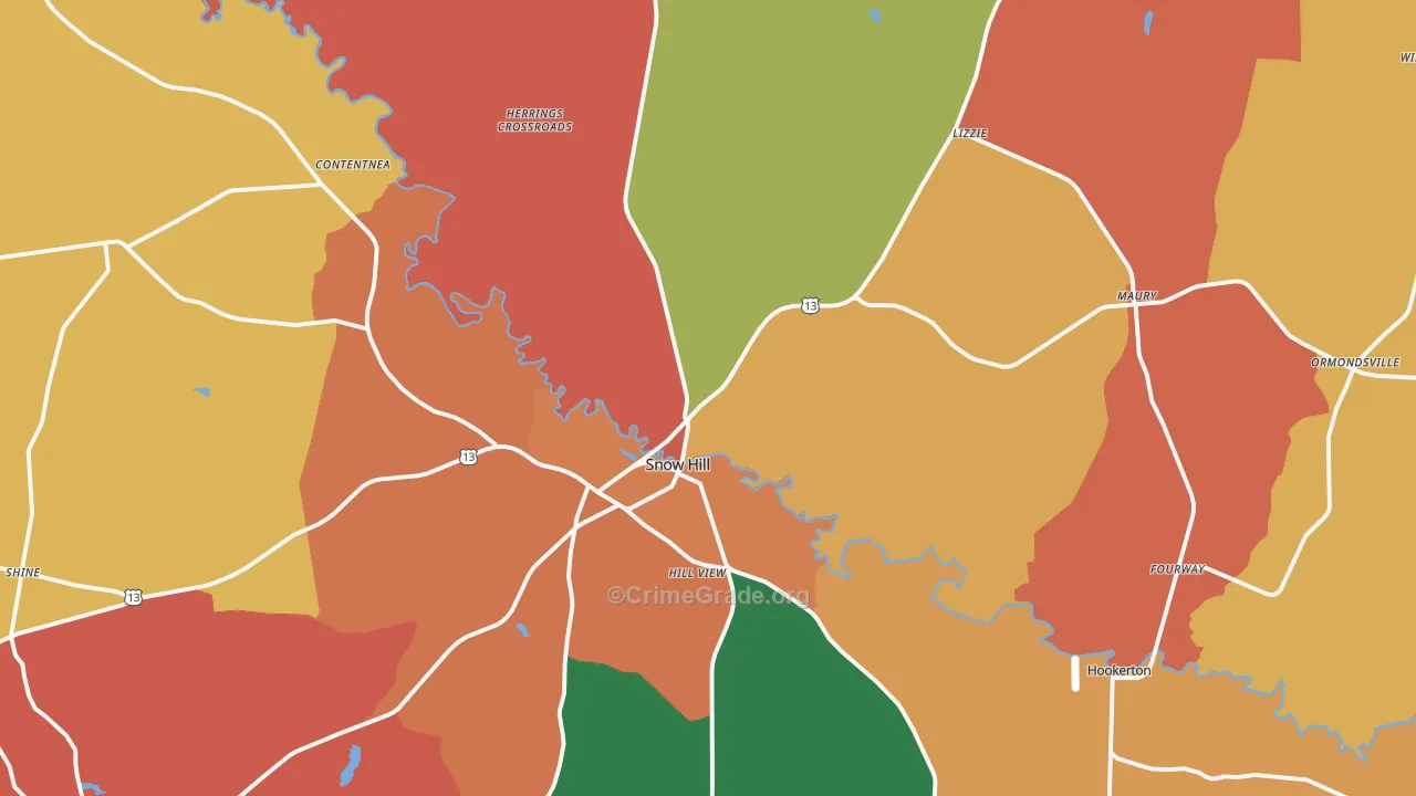 Greene County, NC Map of Assault Rates