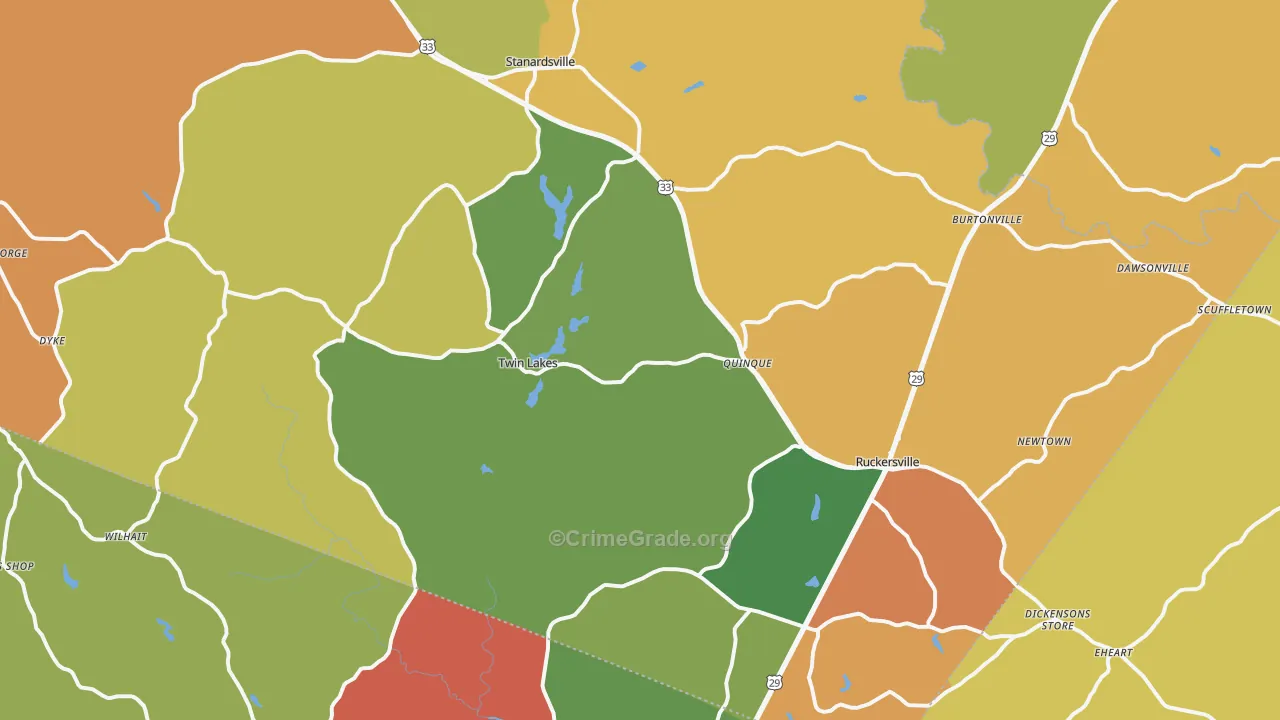 Greene County, VA Map of Assault Rates
