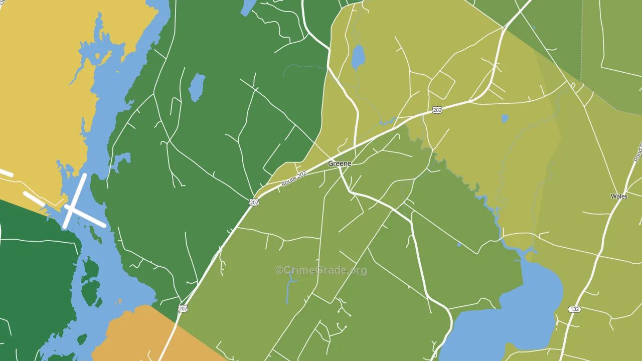 Greene, ME Map of Assault Rates