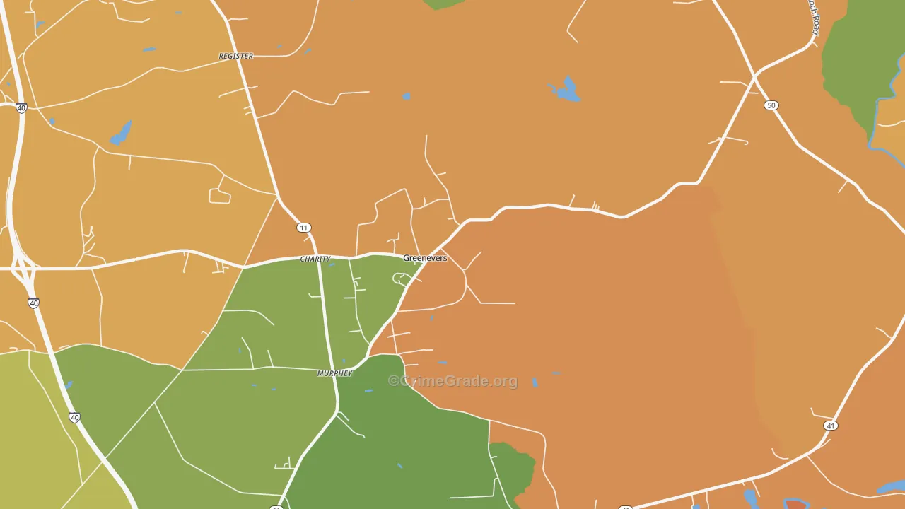Greenevers, NC Map of Assault Rates