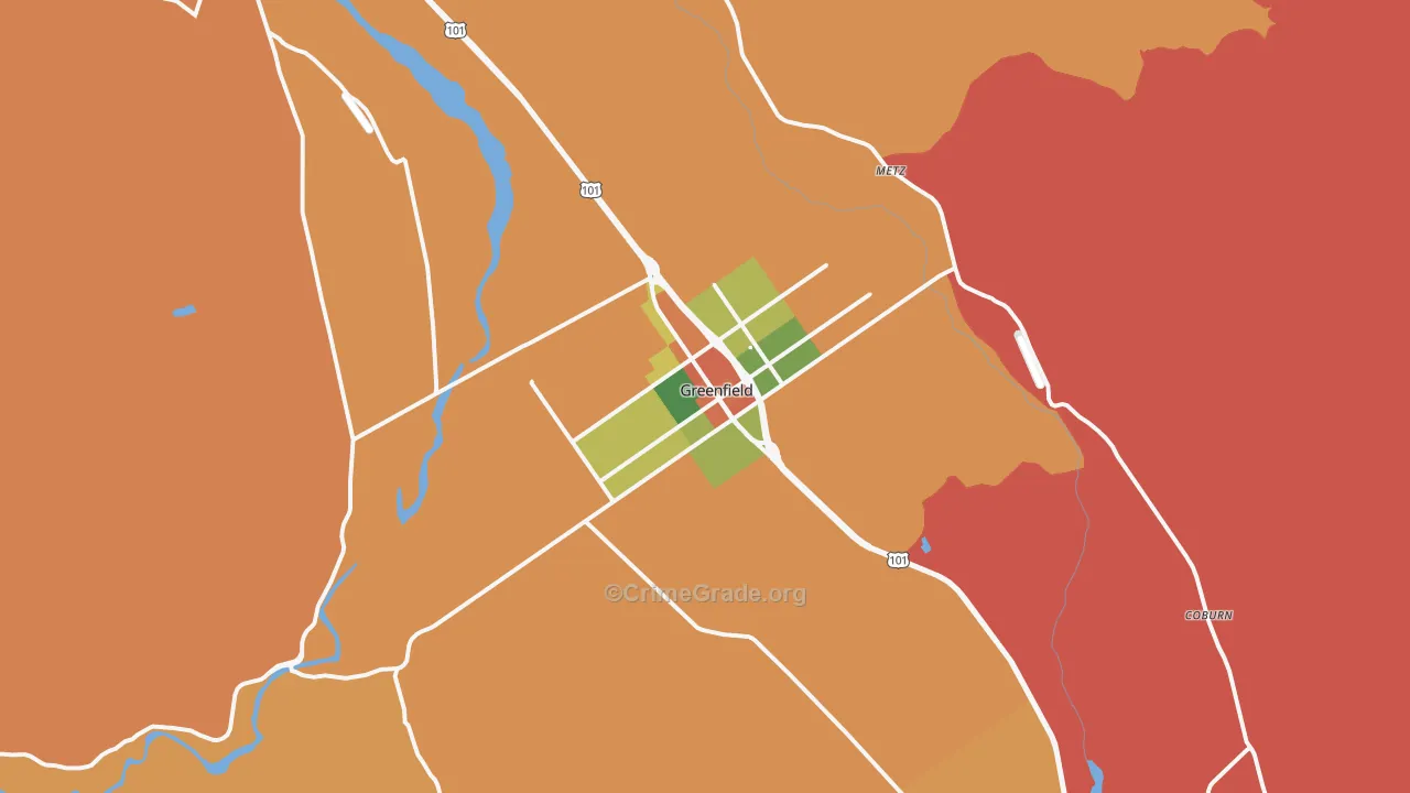 Greenfield, CA Map of Assault Rates