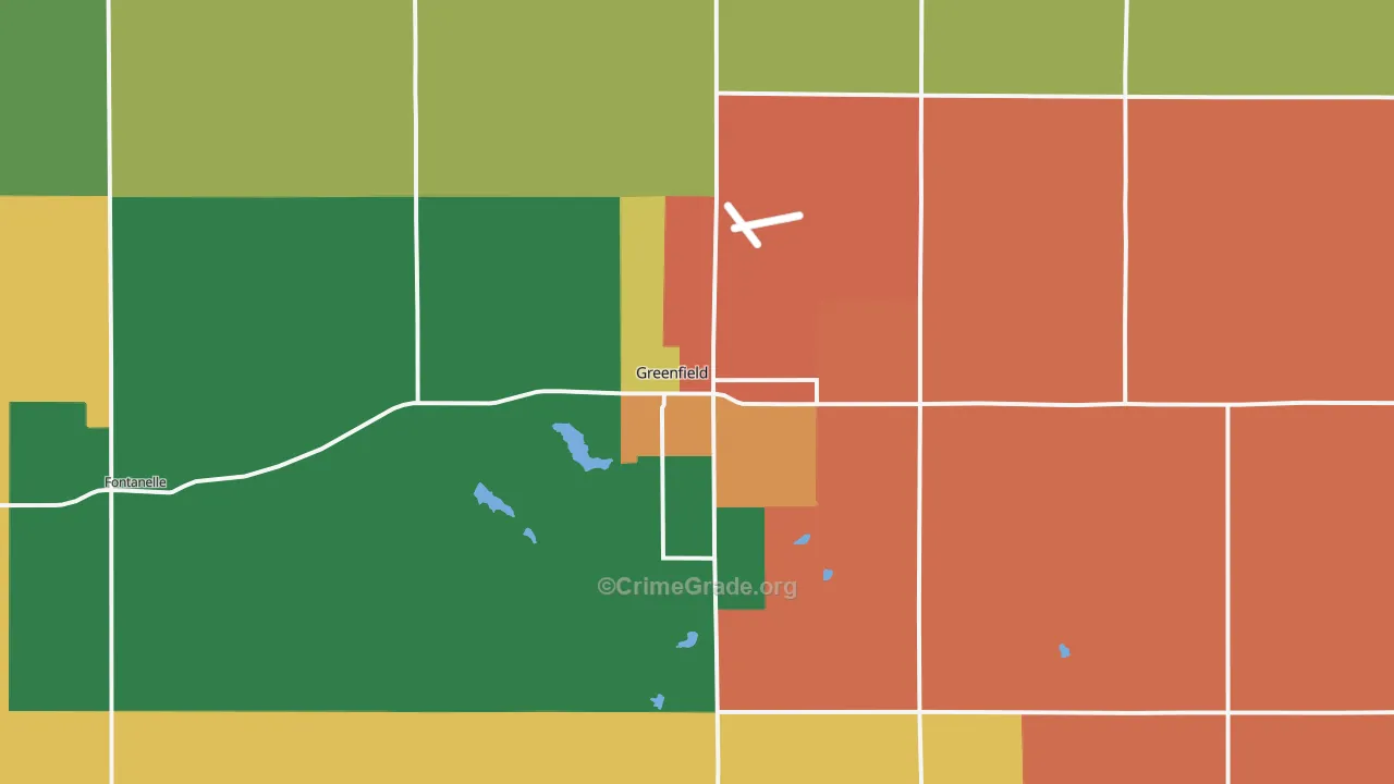 Greenfield, IA Map of Assault Rates