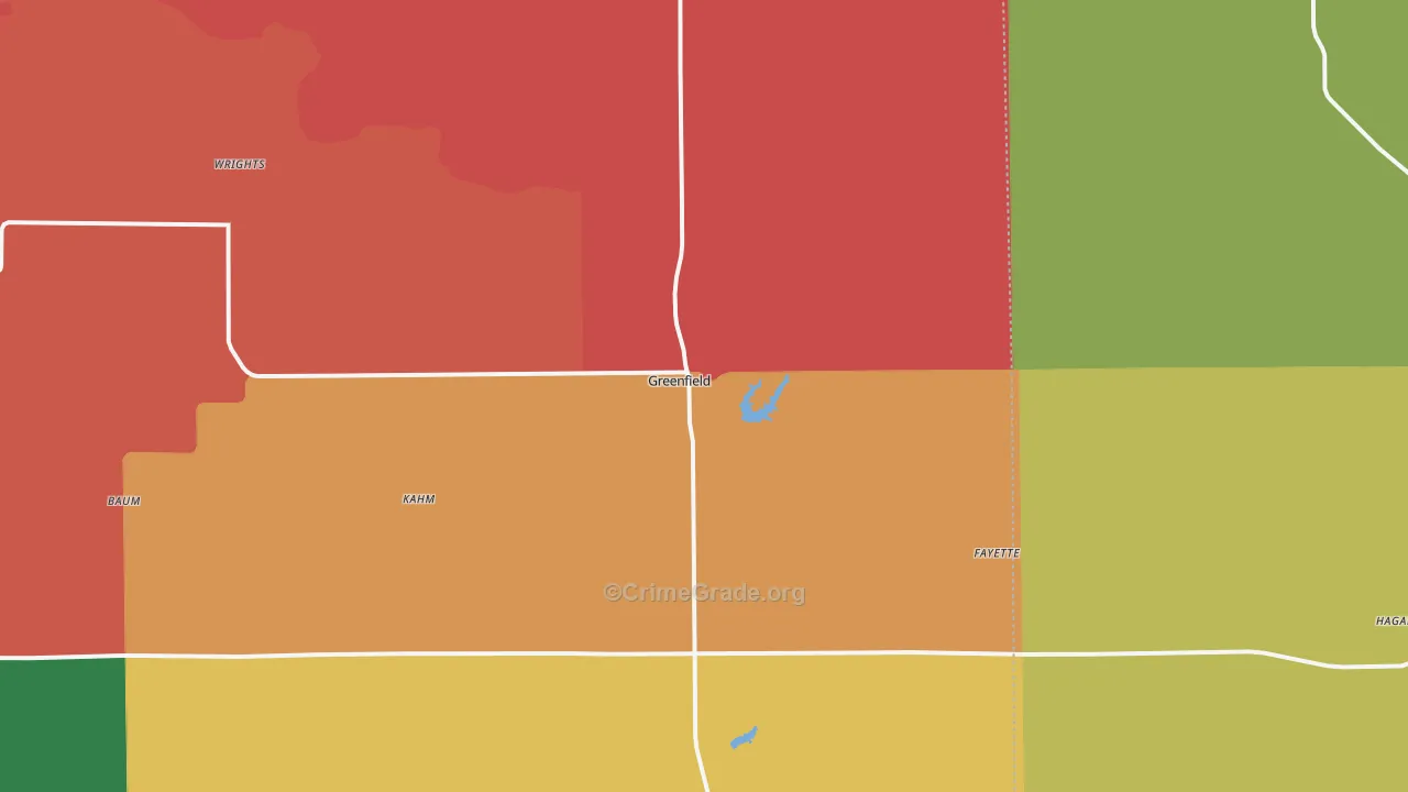 Greenfield, IL Map of Assault Rates