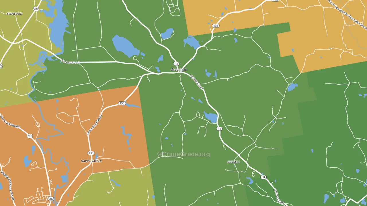 Greenfield, NH Map of Assault Rates
