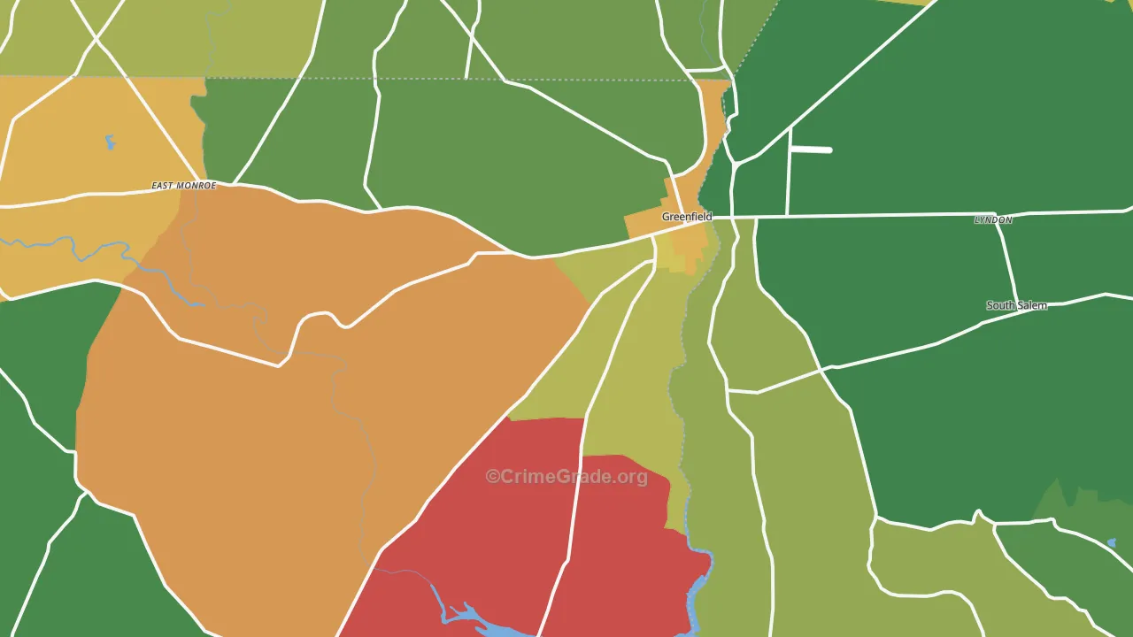 Greenfield, OH Map of Assault Rates