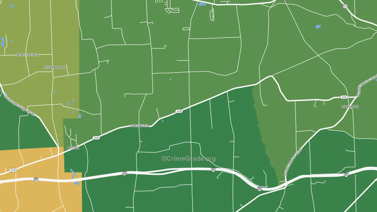 Greenfield, PA Map of Assault Rates