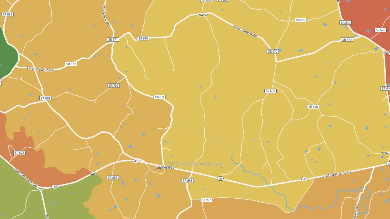 Greenfield, VA Map of Assault Rates