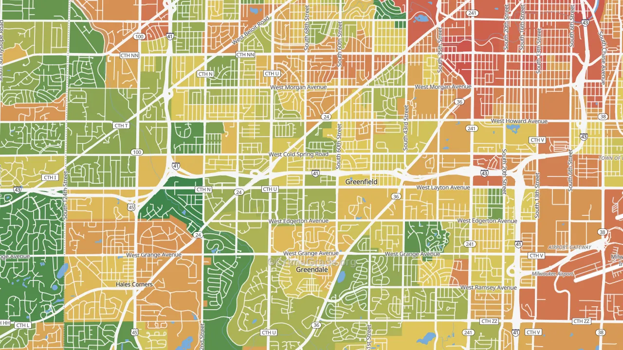 Greenfield, WI Map of Assault Rates