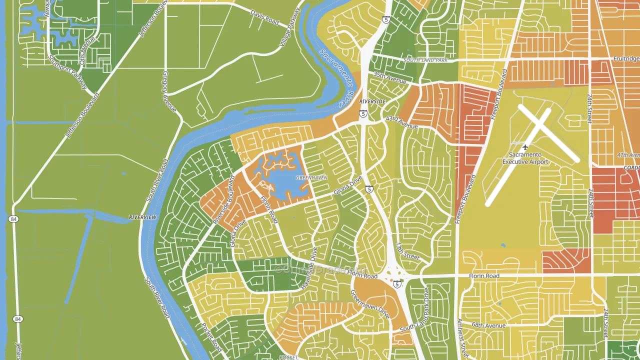 Greenhaven, Sacramento, CA Map of Assault Rates