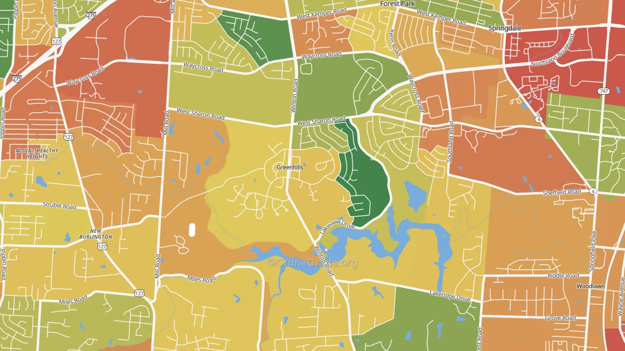 Greenhills, OH Map of Assault Rates