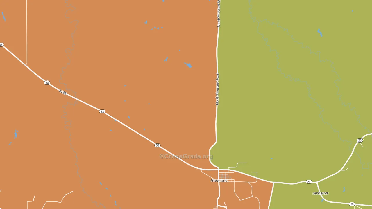 Greenland, MI Map of Assault Rates