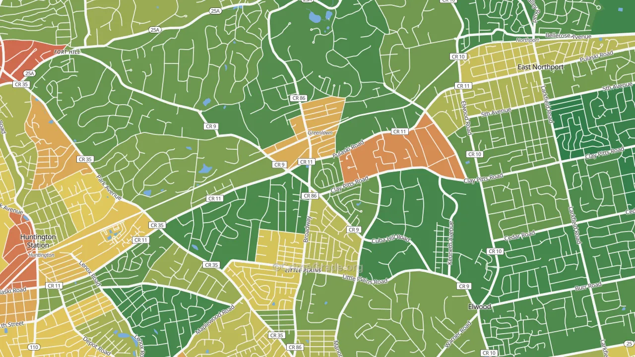 Greenlawn, NY Map of Assault Rates
