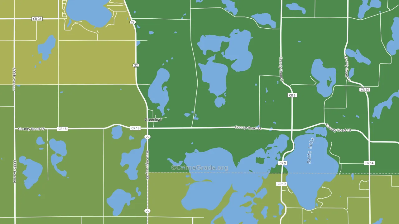 Greenleaf, MN Map of Assault Rates